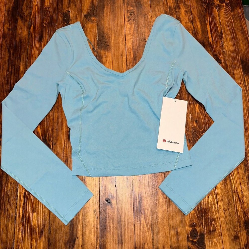 Lululemon Align Long Sleeve Cropped  TDLT Tidal Teal Blue Size 2 4 6 8 10 12 14